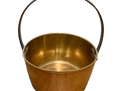 Antique English Brass Jelly Pan With Fixed Iron Handle