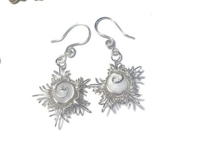 Wire Wrap Snowflake Gemstone Earrings