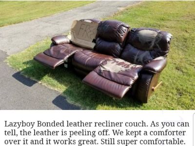 Free brown leather reclining couch