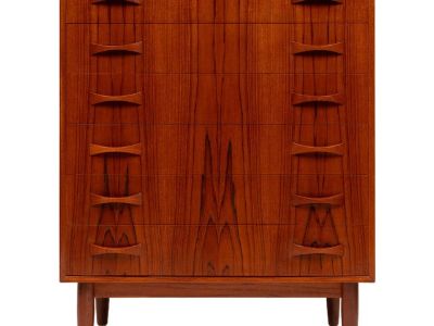 Vintage Danish Mid-Century Six-Drawer Teak Tallboy Dresser 1960s