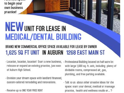 NEW 1625 sq ft Unit in Professional Building for Lease (Downtown Auburn, WA)