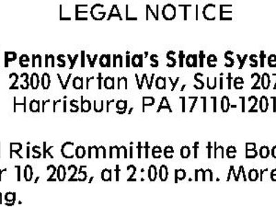 LEGAL NOTICE Board of Governors of Pennsylvania's State System of Higher Education...