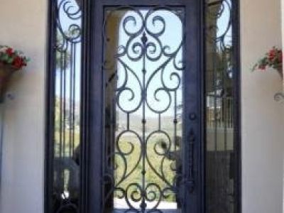 Metal framed glass door