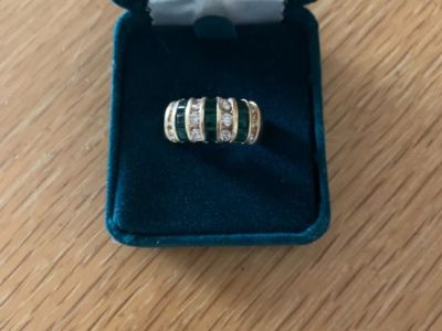 14k gold Emerald and Diamond Ring