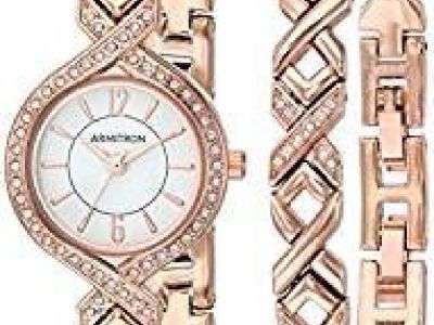 Armitron Women's 75/5412 Swarovski Crystal Accented Watch and Bracelet Set