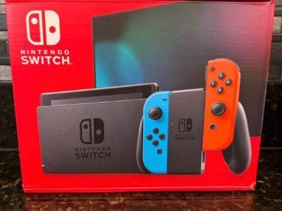 Nintendo Switch Console with Neon Blue and Neon Red Joy-Con