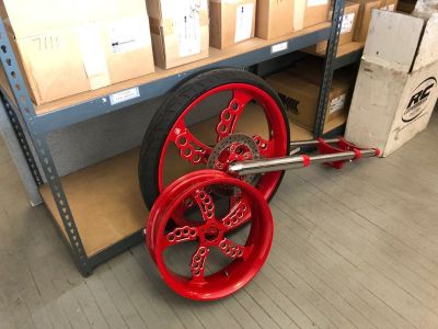 ront end and wheel and rear rim