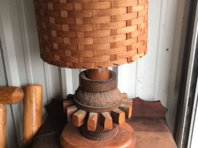 Antique wheel hub lamp huge
