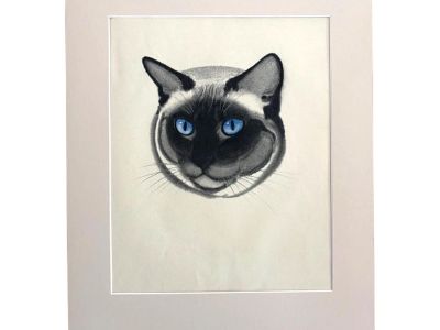 Vintage 1943 Clare Turlay Newberry Siamese Cat Print in 14x18 Mat, "Babette"