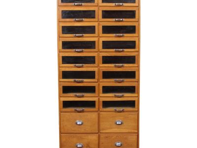 1900s Oak Haberdashery Cabinet Edwardian Antique Glass Filing Chest