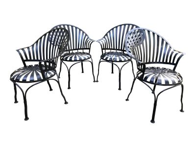Vintage Francois Carre Fan Back Chairs - Set of 4