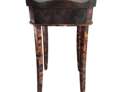 Maitland-Smith Faux Tortoiseshell Inlaid Accent Drinks Table