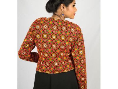 BLACK KURTHI WITH KUTCH WORK JACKET - Jayshops