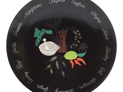 Large Vintage Couroc of Monterey "Spice of Life" Inlaid Serving Bowl