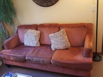 Burnt orange Havertys couch