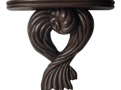 Vintage Italian Hand Craved Wood Corbel Wall Sconce Bow Knot
