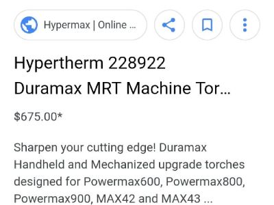 Hypetherm Duramax MRT Torch