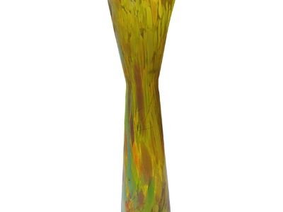 Late 20th Century Vibrant Yellow Confetti Hand-Blown Art Glass Vase