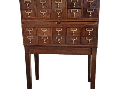 Vintage Gaylord Bros 20 Drawer Maple Library Card Catalog Cabinet Pullout Shelfs