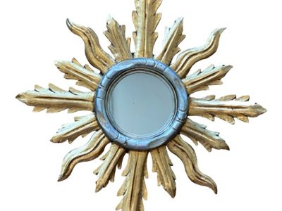 Mid-Century Italian Giltwood Sunburst Mirror