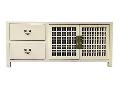 1990s White Lacquer Tv Cabinet