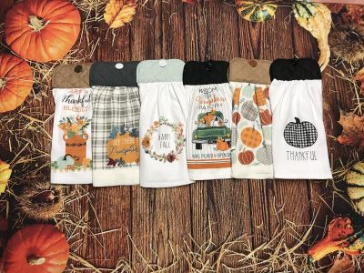Fall Kitchen Towels & Christmas Gift Exchange Ideas