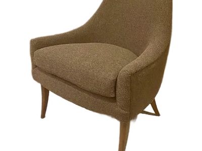 Global Views Mid-Century Modern Style Club Chair With Boomerang Wood Detail