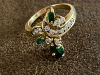 Emerald and diamond ring