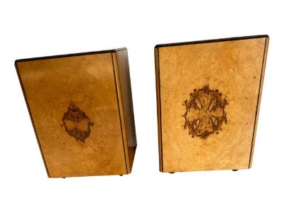 Pair of Burl Wood Cubes Side Tables "Scene Two" by Henredon