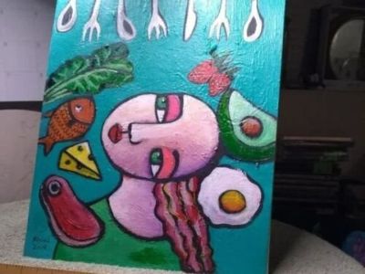 The kitchen utensils original painting by artist Paola Alvial 2019