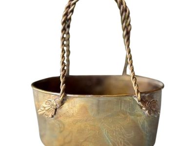 1970s Mottahedeh Brass Basket