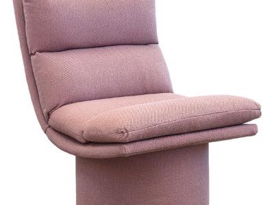 Vintage Postmodern Swiveling Pink Fabric Scoop Accent Lounge Chair