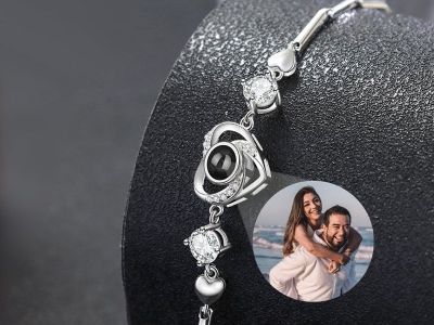 Photo Projection Bracelet 925 Sterling Silver with Your Photo