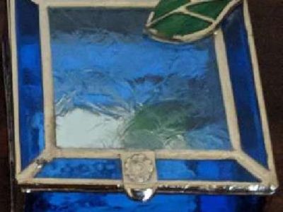 Cobalt Blue Trinket Box With Mirrored Bottom in Novato, CA