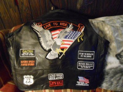 bufflo leather bikers vest