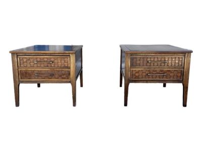 1960s Mid Century Walnut Side Tables - Set of 2