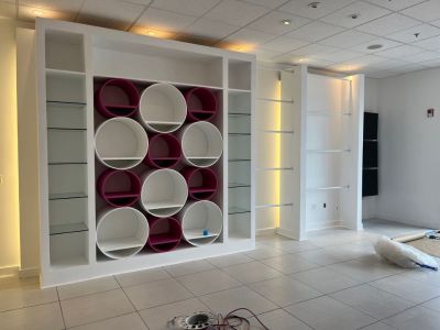 Press Wood Wall Cabinet with Circular Shelves (3)