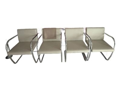 1980s Brno Style Tubular Chairs in Cream - Set of 4