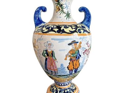 Early Vintage French Henriot Quimper Urn Vase Decor Riche Border