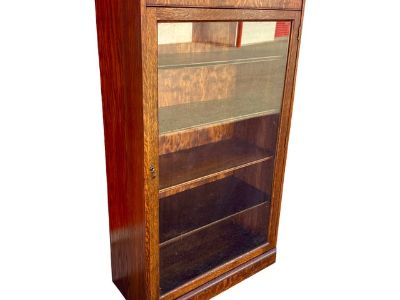 1920s Antique Oak Single Door Bookcase
