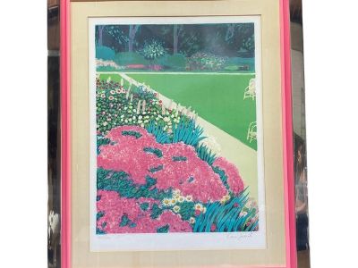 Pink Floral Print in Chrome Frame