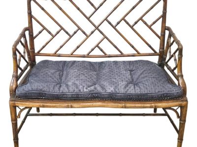 Mid 20th Century Chinese Chippendale Faux Bamboo Bench