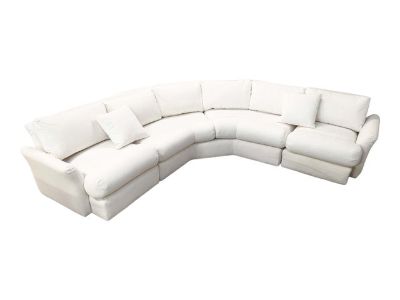 Vintage Milo Baughman White Fabric Curved 3 Piece Modern Sectional Sofa