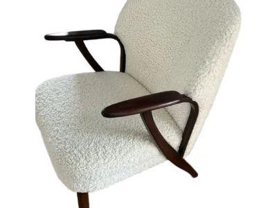 1970s Mid-Century Boucle Arm Chair - Vintage and Reupholstered