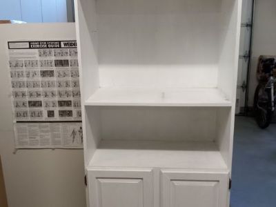 Used white painted bookcase and shelving unit