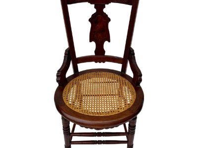20th Century Victorian Style Walnut and Cane Seat Side Chair