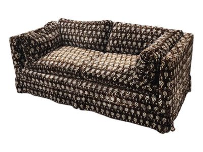 Very Funky Post MCM Geometric Velvet Upholstered Loveseat Sofa, C1970s