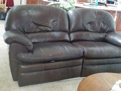 lazy boy recliner love seat, brown leather