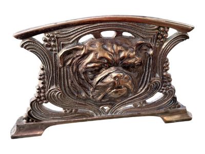 1900s Judd Manufacturing Company Art Nouveau Bronze Pug Expandable Bookend