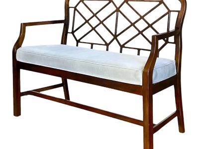 1960s Mahogany Chinese Chippendale Style Bench